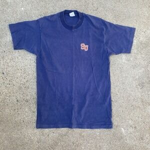 Vintage 90s Syracuse University Tee SHirt Navy Blue Large FOTL Single Stitch